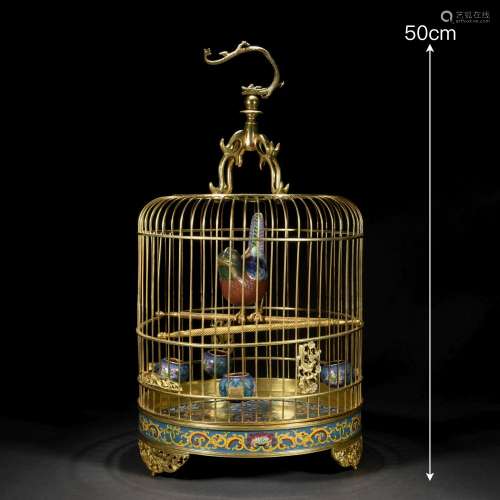 A Chinese Cloisonne Enamel Bird Cage
