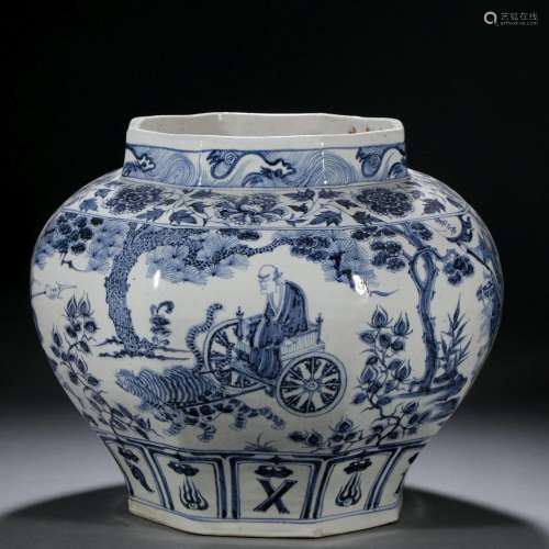 A Chinese Blue and White Immortal Story Jar