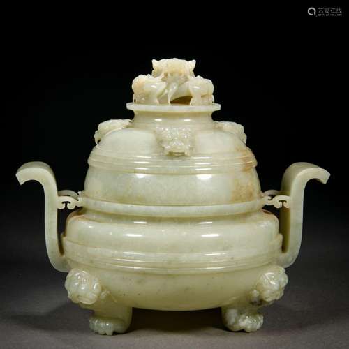 A Chinese Carved Jade Incense Burner