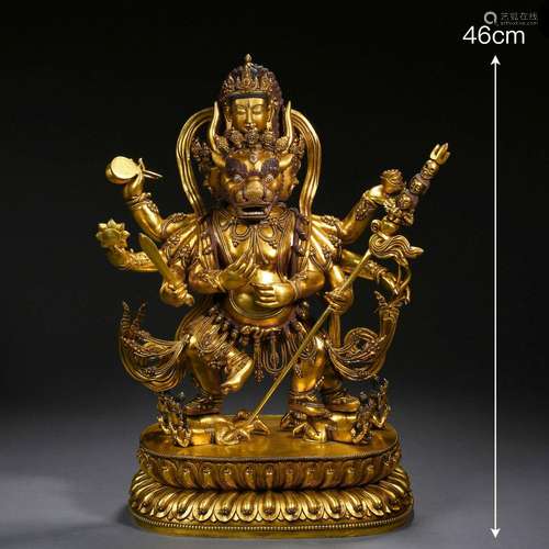 A Tibetan Bronze-gilt Figure of Yamantaka