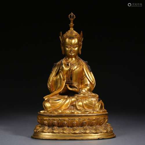 A Tibetan Bronze-gilt Figure of Padmasambhava