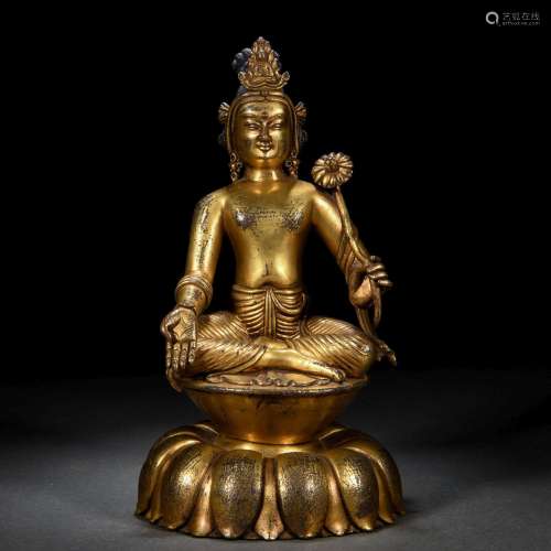 A Chinese Bronze-gilt Figure of Bodhisattva