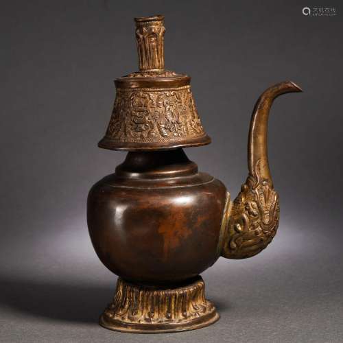 A Tibetan Bronze Gilt Initation Vase