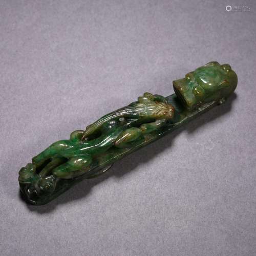 A Chinese Carved Jadeite Belthook