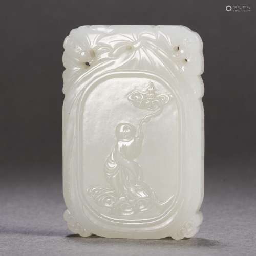 A Chinese Carved White Jade Plaque