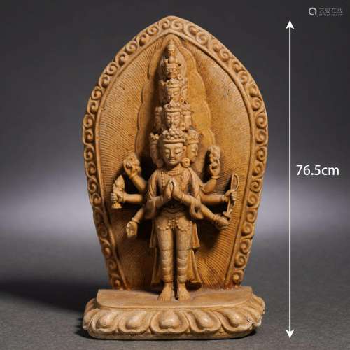A Tibetan Pottery Tsa-tsa Plaque of Avalokitesvara