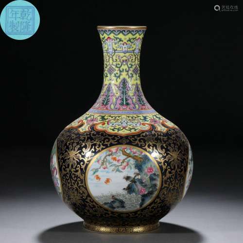 A Chinese Famille Rose and Gilt Medalion Vase