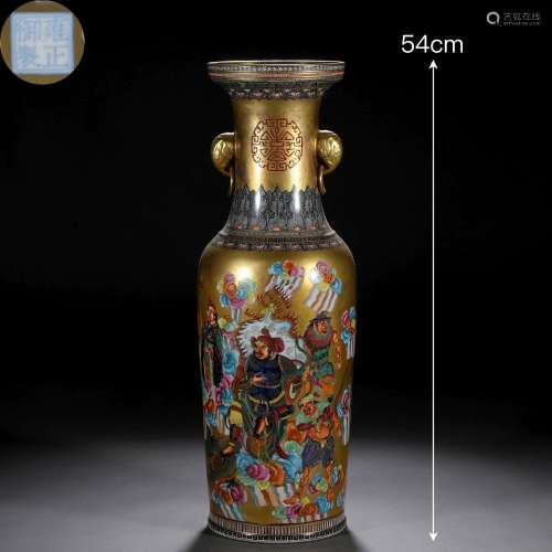 A Chinese Famille Rose and Gilt Figural Story Vase