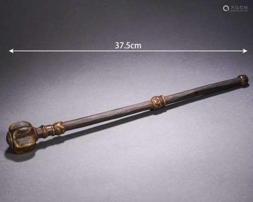 A Chinese Bronze-gilt Ritual Hammer