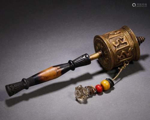 A Tibetan Bronze Prayer Wheel