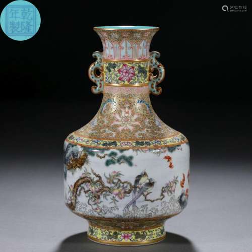 A Chinese Falangcai and Gilt Vase Vase