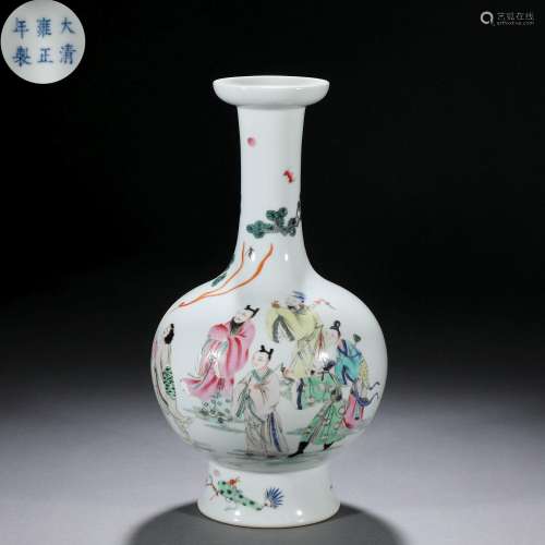 A Chinese Famille Rose Immortals Bottle Vase