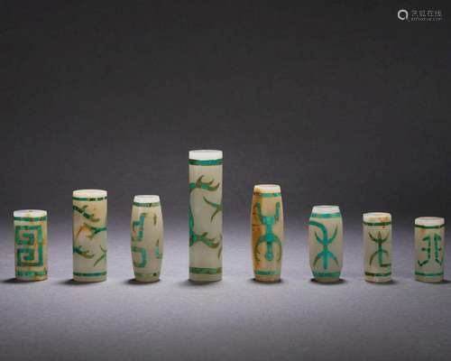 A Rare and Unusual Collection of Chinese Turquoise Inlaid Ja...