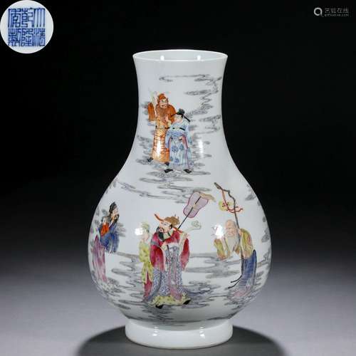 A Chinese Famille Rose Immortals Group Zun Vase