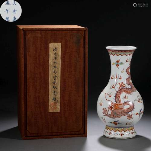 A Chinese Famille Verte Dragon Vase