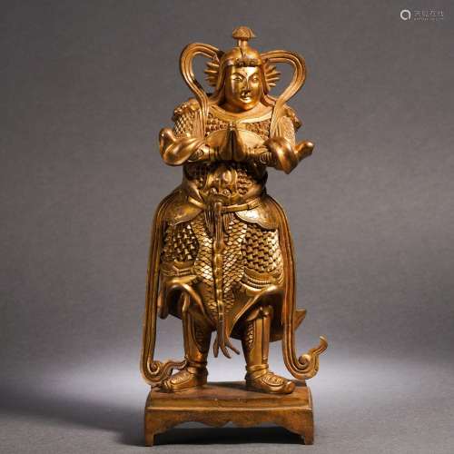 A Great Bronze-gilt Figure of Guardian Weituo