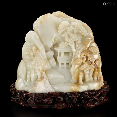 CHINESE QING DYNASTY HETIAN JADE MOUNTAIN ORNAMENT