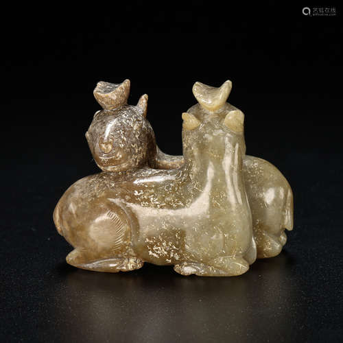 CHINA'S LIAO AND JIN DYNASTIES HETIAN JADE DEER