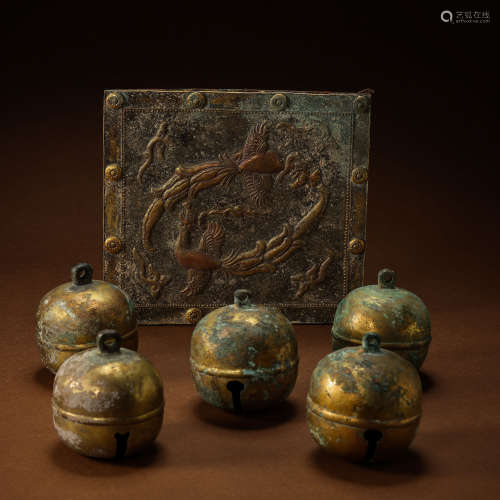 A GROUP OF GILT BRONZE BELLS FROM THE LIAO AND JIN DYNASTIES...