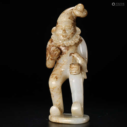 STATUE OF HETIAN JADE HU FIGURE IN THE LIAO AND JIN DYNASTIE...