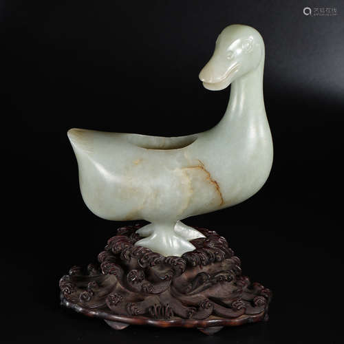 CHINESE YUAN DYNASTY HETIAN JADE DUCK