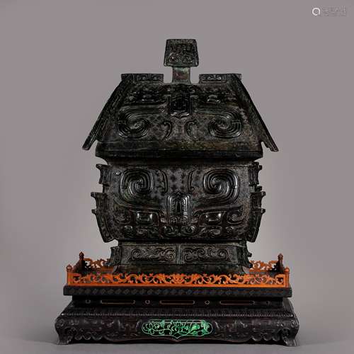 CHINESE WESTERN ZHOU DYNASTY BRONZE SQUARE ZUN QING DYNASTY ...