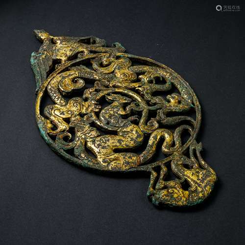 CHINESE TANG DYNASTY GILT BRONZE BI