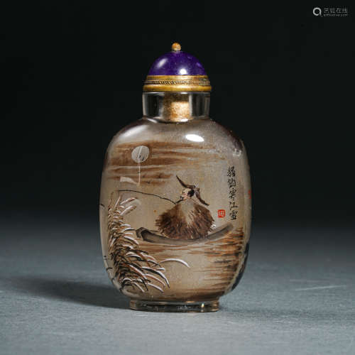 CHINESE QING DYNASTY CRYSTAL INTERIOR PAINTING FIGURE SNUFF ...