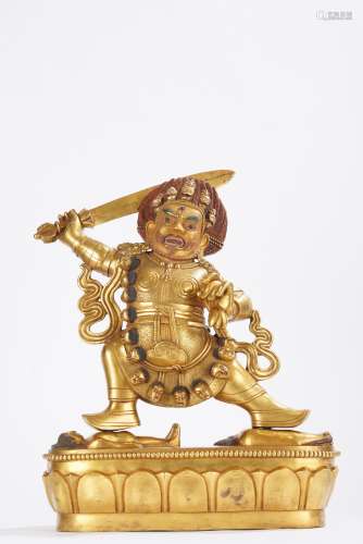 铜鎏金藏传护法