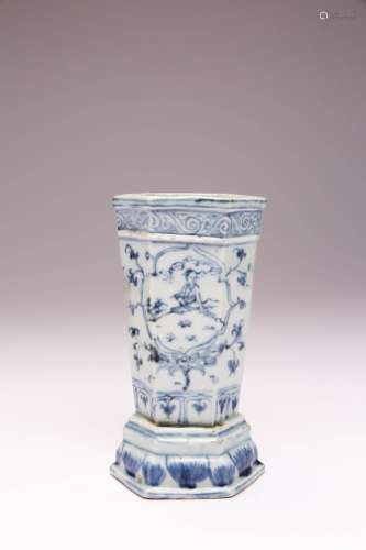 A RARE CHINESE BLUE AND WHITE `WINDSWEPT` HEXAGONAL INCENSE ...