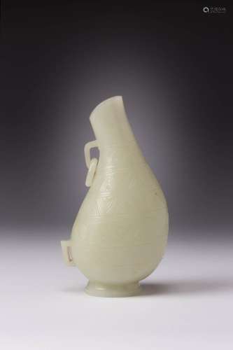 A CHINESE PALE CELADON JADE PEAR-SHAPED VESSEL 18TH/19TH CEN...