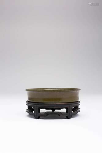 A CHINESE TEA-DUST GLAZED SMALL CIRCULAR WASHER 18TH CENTURY...