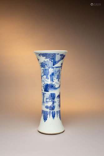 A RARE CHINESE BLUE AND WHITE `ROMANCE OF THE WESTERN CHAMBE...