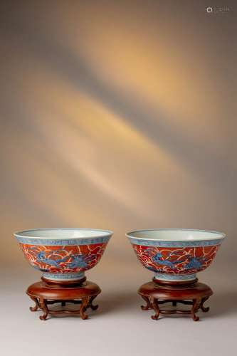 A FINE AND RARE PAIR OF CHINESE IMPERIAL IRON-RED DECORATED ...