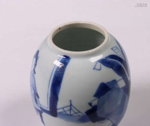 China, paar blauw-wit porseleinen theebusjes en deksels, Kan...