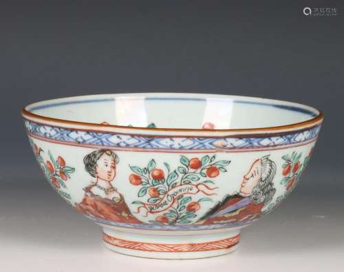 China, blauw-wit porseleinen kom, 18e eeuw,