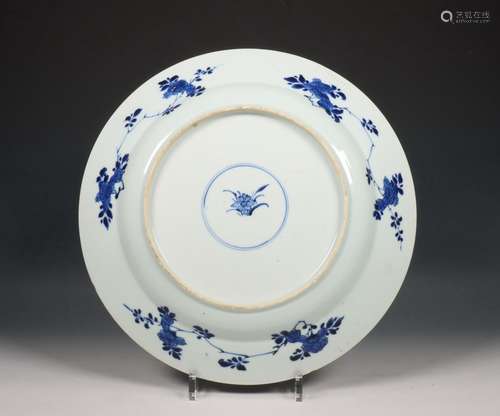 China, blauw-wit porseleinen schotel, Kangxi periode (1662-1...