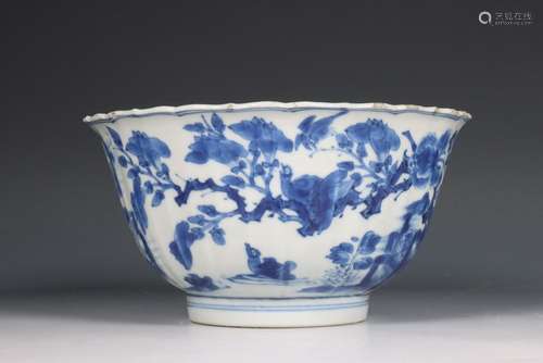 China, blauw-wit porseleinen kom, Kangxi periode (1662-1722)...