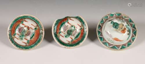 China, vier famille verte porseleinen vazen, 19e eeuw,