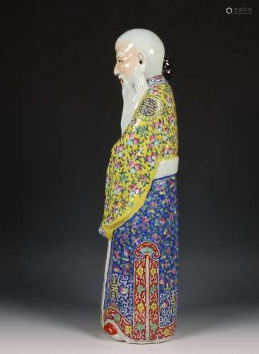 China, famille rose porseleinen figuur van Shoulao, 20e eeuw...