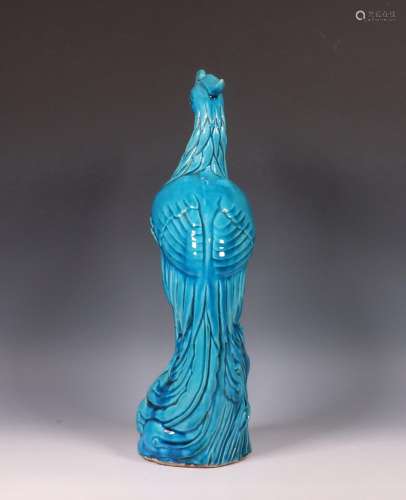 China, turquoise geglazuurd aardewerken model van een feniks...