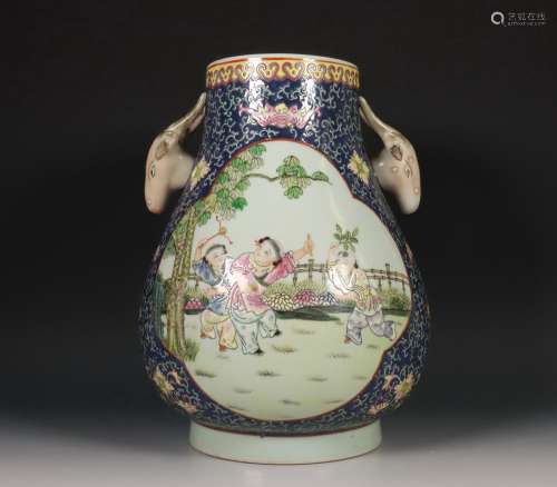China, famille rose porseleinen vaas gemonteerd als lamp, 20...