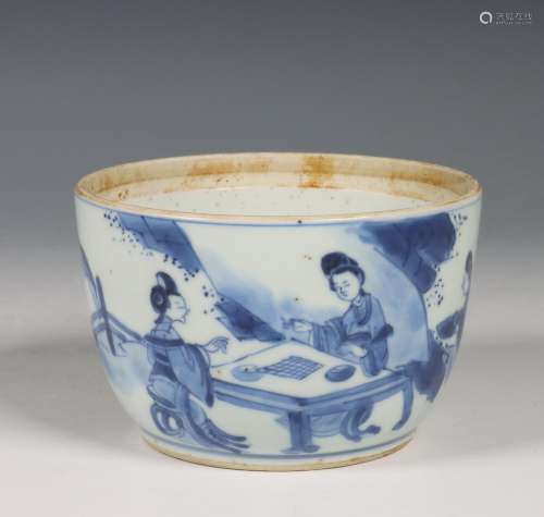 China, blauw-wit porseleinen kom, Kangxi periode (1662-1722)...