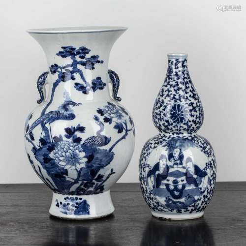 Two blue and white porcelain vases Chinese, 19th Century inc...