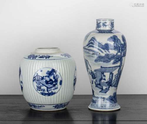 Blue and white porcelain vase Chinese painted with an extens...