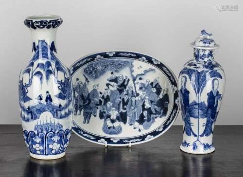 Group of blue and white porcelain Chinese, 19th Century comp...