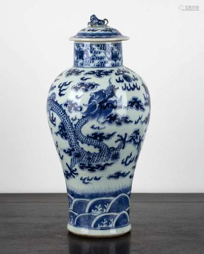 Blue and white porcelain vase and cover Chinese, 19th Centur...