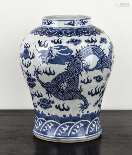 Blue and white porcelain dragon jar Chinese, 19th/20th Centu...