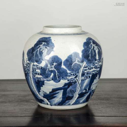 Blue and white porcelain ginger jar Chinese, 18th Century pa...
