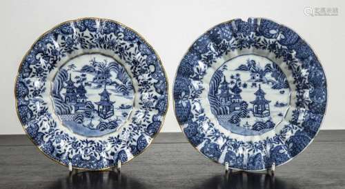Two Nanking blue and white porcelain dishes Chinese, 18th Ce...
